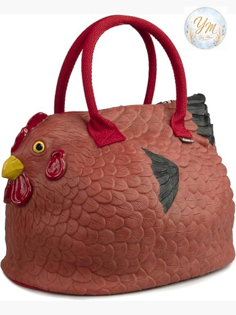 Unique Chicken Handbag Tote Novelty Hen Purse with Feather Pattern